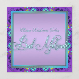 Invitations pourpres bleues turquoises de bat