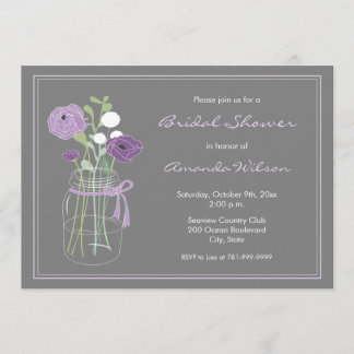 Invitations pourpres de Fête de la mariée de pot