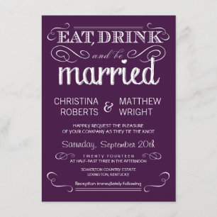 Invitations pourpres de mariage de prune rustique