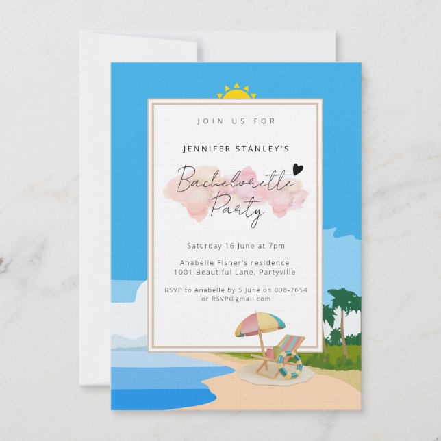 invitations Premium, Beach Bachelorette (Devant)
