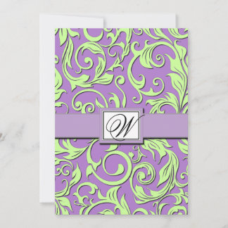Invitations Purple & Lime Green Mariage damassé