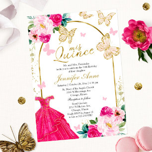 Invitations Quince Papillon Hot Rose Arch Floral