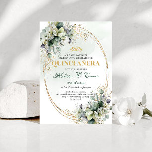 Invitations Quinceañera Vert Poussiéreux et Végéta