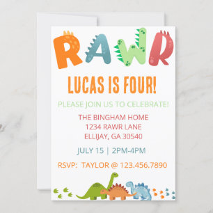 Invitations RAWR Dino