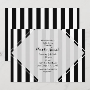 Invitations rayées modernes noir et blanc