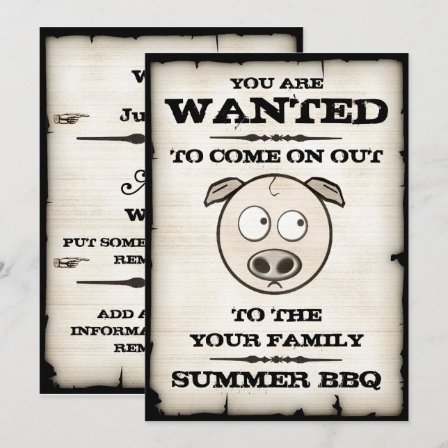 Invitations Recherchées de BBQ d'été (Devant / Derrière)