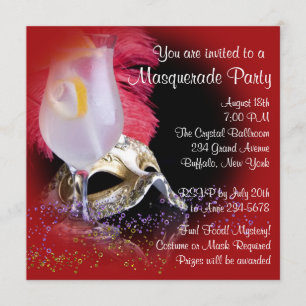 Invitations Red Black Masquerade Party