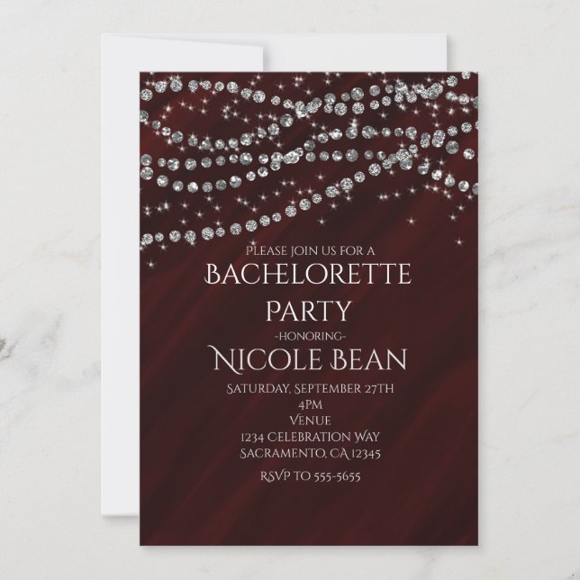 Invitations Red & Diamond Glamor Sparkle Party (Devant)