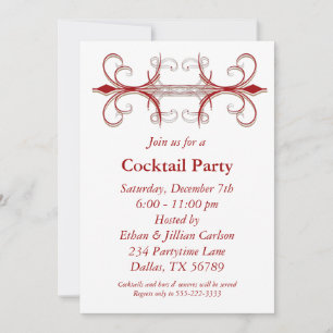 Invitations Red & Gold Cocktail Party