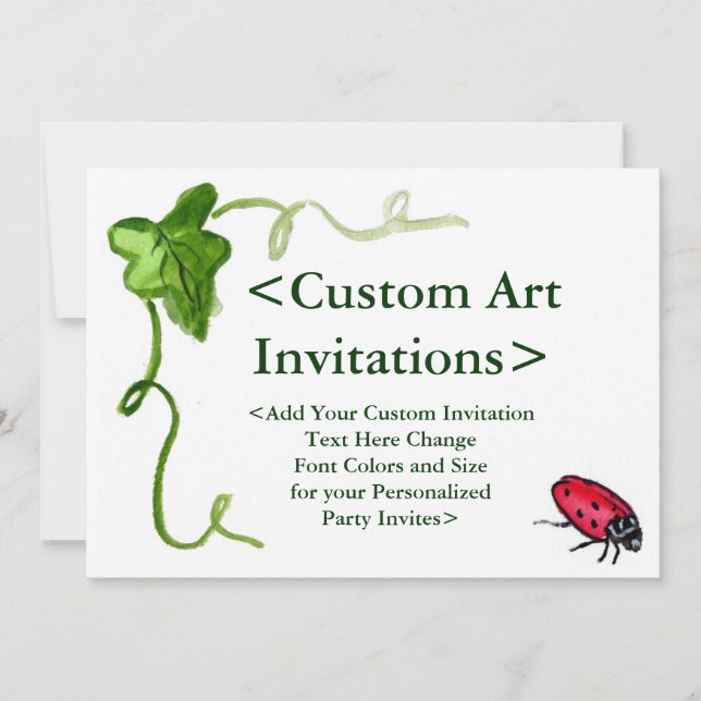 Invitations Red Ladybug Art Custom Party (Devant)