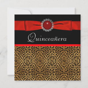 Invitations Red Leopard Red Quinceañera