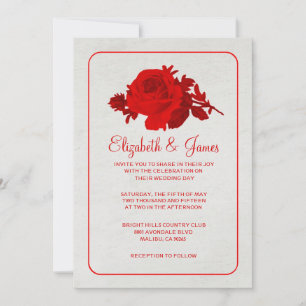 Invitations Red Rustic Floral/Flower Wedding