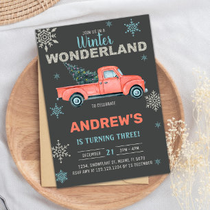 Invitations Red Truck Winter Wonderland