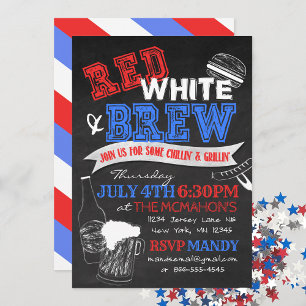 Invitations Red White et Brew Chalkboard Party