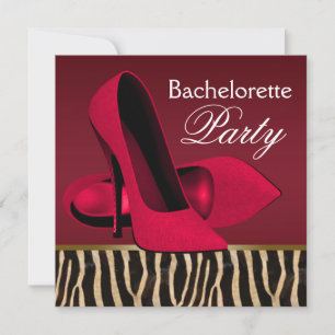 Invitations Red Zebra Bachelorette Party
