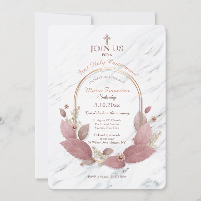 Invitations religieuses florales de Carrara (Devant)