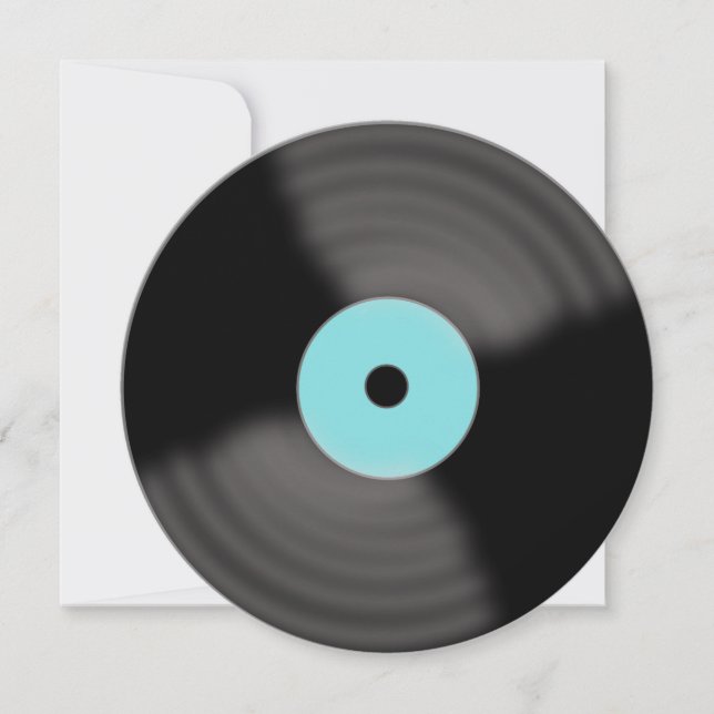 Invitations Retro Aqua Vinyl Record Party (Devant)