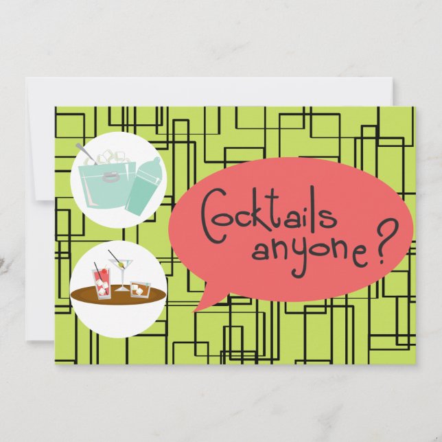 Invitations Retro Cocktail Party (Devant)