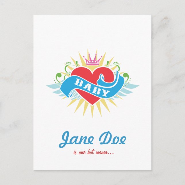 Invitations Retro Tattoo Baby Shower (Devant)