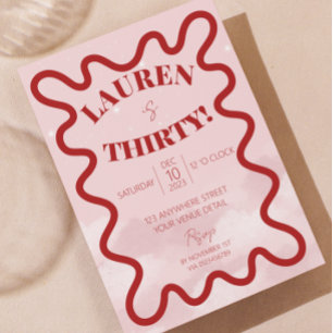 Invitations Retro Wavy 30e anniversaire de fête