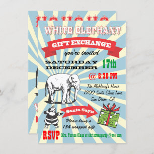 Invitations Retro White Elephant Christmas Party