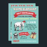 Invitations Retro White Elephant Christmas Party<br><div class="desc">Super Fun Christmas Gift Échange d'invitations à la fête avec Old Santa Claus et Elephant clip art avec de superbes graphiques et des polices sur un arrière - plan aqua fait dans un style poster. Les deux côtés décorés pour votre cool et hanche White Elephant Christmas Fête.</div>