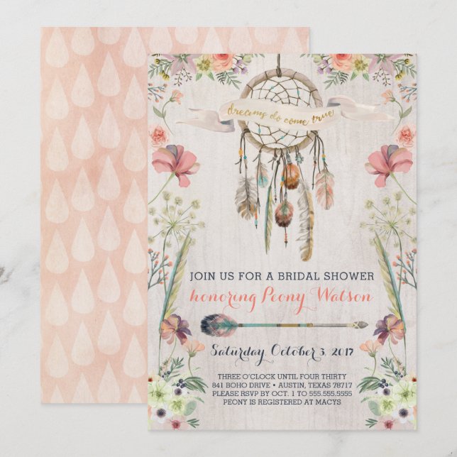 Invitations rêveuses de Fête de la mariée de (Devant / Derrière)