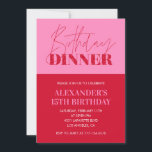 Invitations rose 15e anniversaire Anniversaire Dîn<br><div class="desc">Invitations rose 15e anniversaire Anniversaire Dîner élégant moderne glam rouge parties scintillant chic pétillant</div>