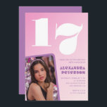 Invitations rose 17e anniversaire Retro Photo<br><div class="desc">Invitations rose 17e anniversaire Retro dégradé de photo simple</div>