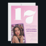 Invitations rose 17e anniversaire Retro Photo<br><div class="desc">Invitations rose 17e anniversaire Retro dégradé de photo simple</div>