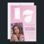 Invitations rose 17e anniversaire Retro Photo<br><div class="desc">Invitations rose 17e anniversaire Retro dégradé de photo simple</div>