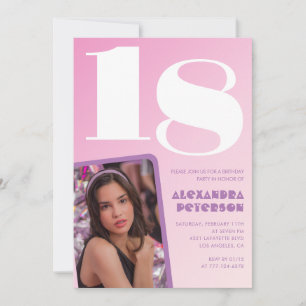 Invitations rose 18e anniversaire Retro Photo