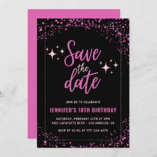 Invitations rose 18e anniversaire Save the date Gl
