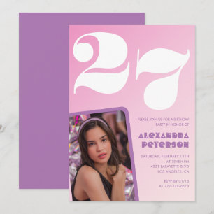 Invitations rose 27e anniversaire Retro Photo