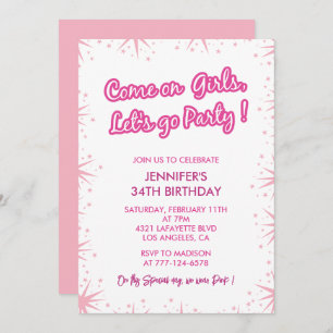 Invitations rose 34e anniversaire Sparkle Girl