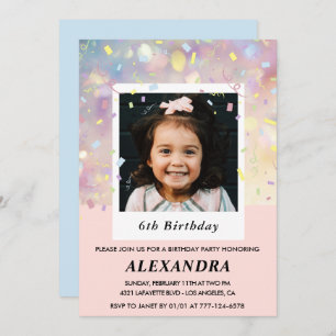 Invitations rose 6e anniversaire Confetti Photo