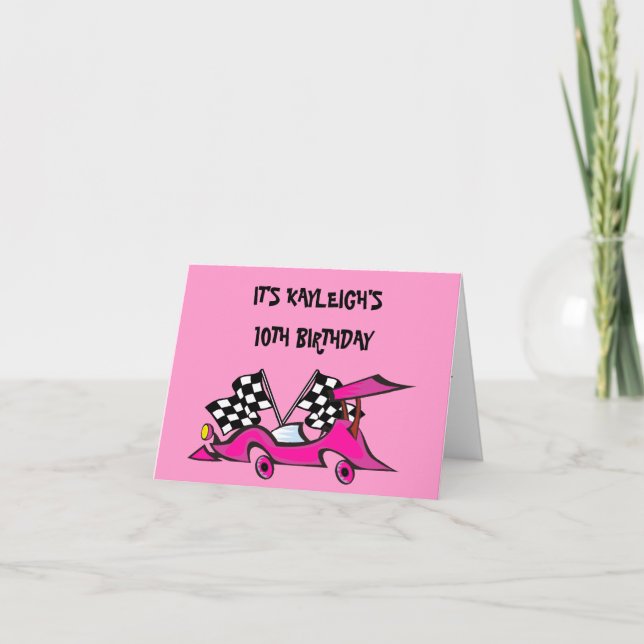 Invitations roses d'anniversaire de Racecar de (Devant)