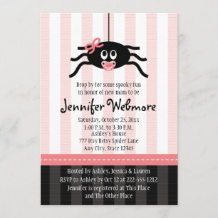 Invitations roses de baby shower de Halloween