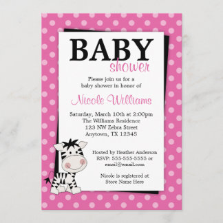 Invitations roses de baby shower de point de polka