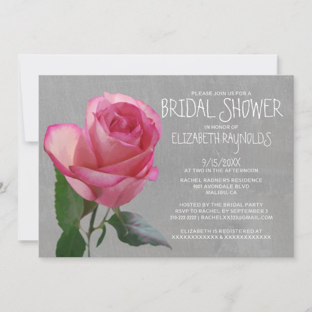 Invitations roses de Fête de la mariée (Devant)