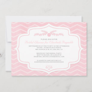 Invitations roses de Fête de la mariée de Chevron
