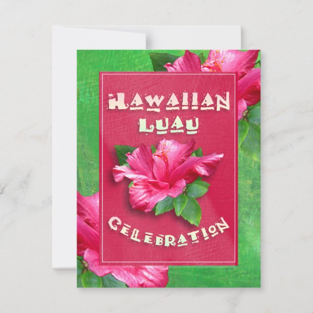 Invitations roses de Luau d'anniversaire de ketmie (Devant)