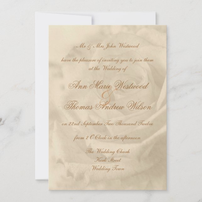 Invitations roses de mariage de cru (Devant)