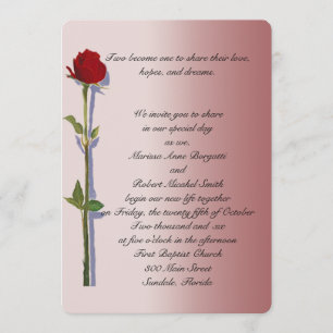 Invitations roses de mariage de longue tige