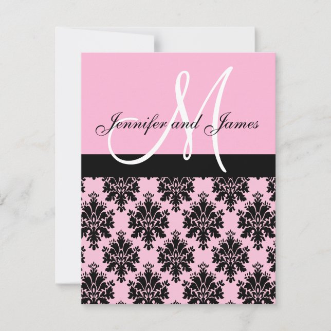 Invitations roses de mariage de monogramme de (Devant)