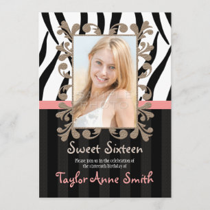 Invitations roses de photo de sweet sixteen de