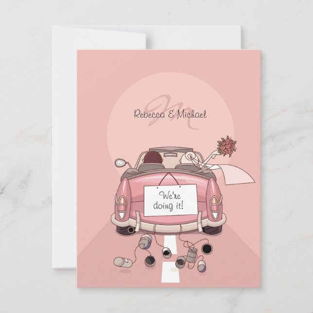 Invitations roses mignonnes de voiture de fuite de (Devant)