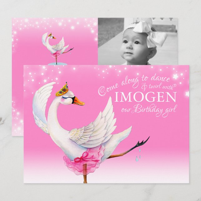 Invitations roses pour le premier anniversaire du  (Devant / Derrière)