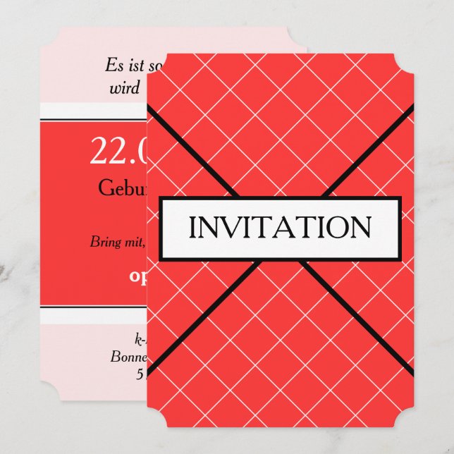 Invitations rouge blanc (Devant / Derrière)
