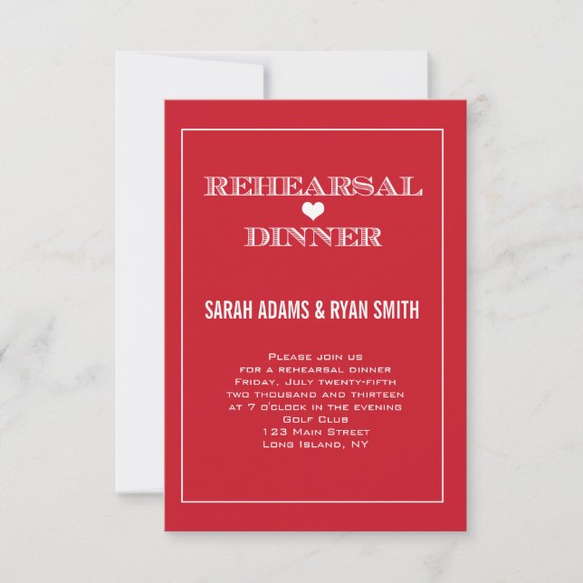 Invitations rouges de dîner de répétition de (Devant)